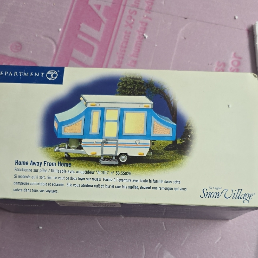Snow Village Blue and White Camper